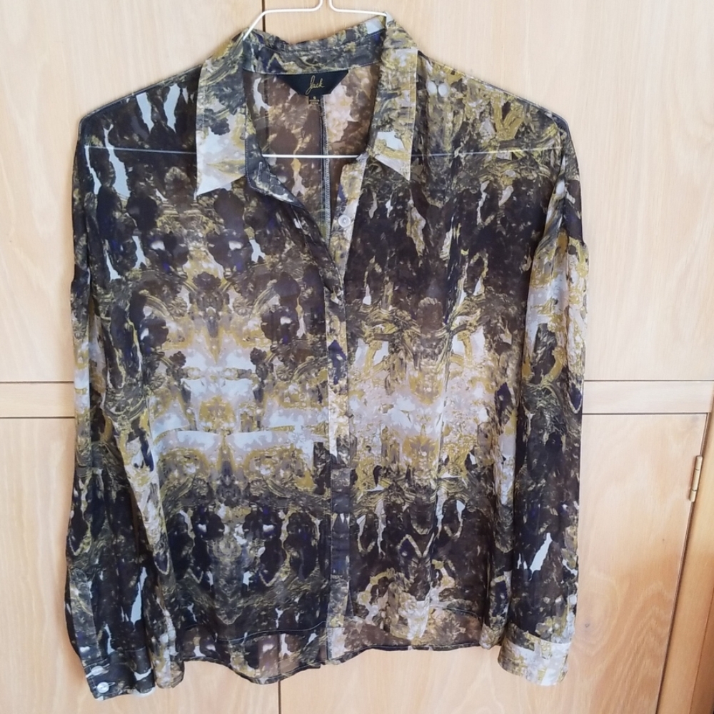 Jack long sleeve sheer button up blouse Size S